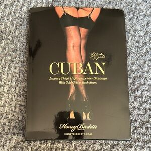 BN Honey Birdette Black & Gold Luxury Thigh High Stockings
